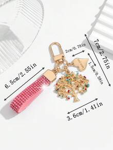 1pc Fashionable European & American Style Hollow Creative Versatile High-End Tree Of Life Keychain Bag Pendant, Suitable For Women's Car Key Bag Decoration And Gift - Gold - View 4