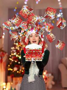 Christmas Jumping Box, Merry Christmas Creative Gift Box, Surprise Money Box With Pop-Up Effect, Christmas Gift Money Box, Surprise Box, Reusable. Includes Glitter + Gift Bag. Christmas Box - Multi-color - View 4