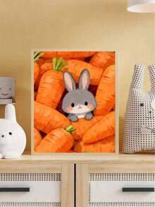 1pc Carrots And Rabbits DIY Oil Painting By Numbers, Canvas Painting DIY Crafts, Adult Home Decoration, Holiday Gift. - Sets - View 3