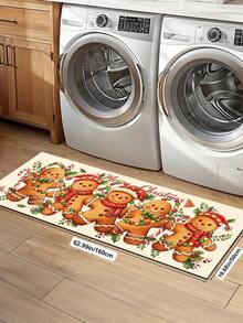 1/2pcs Christmas Kitchen Decor Rug, Christmas Gingerbread Man Pattern Design Winter Kitchen Rug And Mat, Non-Slip Washable Absorbent Kitchen Accessories Decor Mat, Christmas Holiday Gift! - Multicolor - View 10