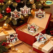 2D Flat 6Pcs Christmas Diamond Painting Hanging Ornaments, 2D Flat Snowflake DIY Pearl Rhinestone Pendant Kit, Christmas Tree Hanging Decor, Handmade Craft Kit, Perfect Christmas Gift For Adults - Tag - View 7