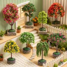 Dollhouse Mini Garden Artificial Flower Trees Decor, Miniature Landscaping Scene Setting, Model Train Track Side Accessories, Micro Landscape Photography Props, DIY Miniature Home Decor, Great Gift For Hobby Enthusiasts - Multicolor - View 2