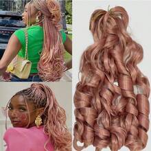 amir hair 1 Pack 75g French Curly Braid Loose Wave Crochet Hair Extensions Wig For Women - Pink - View 8