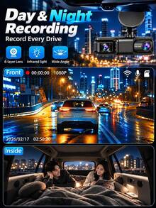 1080P HD Dual Lens Dash Cam (Front And Rear) With 2-Inch IPS Screen, 170° Front Wide Angle And 140° Rear Wide Angle Field Of View, ADAS Driving Assistance, G-Sensor, Loop Recording, Night Vision And 24-Hour Parking Mode –Includes 64GB Card - A - View 6