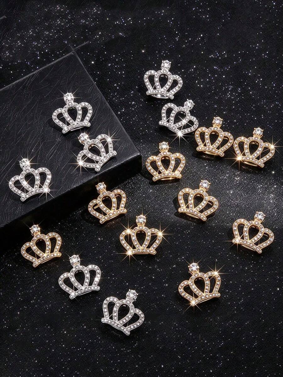 20 Rhinestone Crown Charms, Flat-Back Crystal Pendants, Suitable For DIY Jewelry Making, Keychains, Earrings, Gift Decoration, And Crafts - Crown-small - View 1