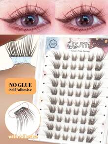 60clusters Of C-Roll Brown Non Adhesive Eyelash Clusters, DIY Segmented Non Adhesive Fake Eyelashes, Beginner Friendly, Soft Natural Brown Single Cluster Non Adhesive Eyelashes, Easy To Use, Suitable For Daily And Party Makeup Looks - C - View 9