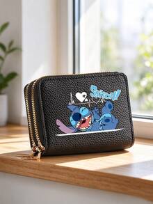 Disney Kawaii Stitch Printed Double Zipper Wallet Women PU Leather Credit Card Case Multi Pocket Coin Purse Small Storage Bag Key Holder Wallet Gifts - Multicolor - View 8