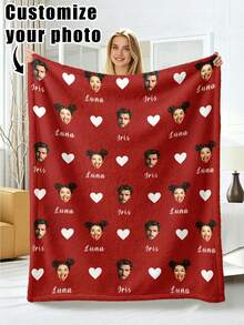 1pc Customized Flannel Blanket With Photo And Text, Office Nap Blanket, Comfortable Blanket, Mother's Day, Father's Day Gift For Parents, Bedding Blanket, Bed Customized Blanket, Customized Text Blanket, Personalized Home Blanket - Multicolor - View 9