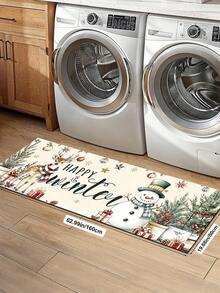 1/2pcs Christmas Kitchen Decor Rug, Christmas Reindeer Pattern Winter Kitchen Rug And Mat, Non-Slip Washable Absorbent Kitchen Accessories Decor Rug, Christmas Holiday Gift! - Multicolor - View 17