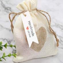 100 قطعة بطاقات هدايا مصنوعة يدويًا + 20 متر حبل جوت، بطاقات ورق كرافت مطبوعة بعبارة "Handmade With Love"، مناسبة لصناعة الحرف اليدوية، الزفاف، عيد الميلاد، الحفلات، العطلات أو المناسبات الخاصة، ديكور معلق، ديكور الهدايا - A - مشاهدة 7