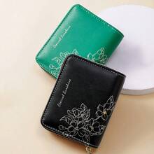 Gold Foil Floral Women's Wallet, Large Capacity Multi-Card Slot Card Holder, New Coin Purse Zipper Bag, Cross-Border - Multicolor - View 3
