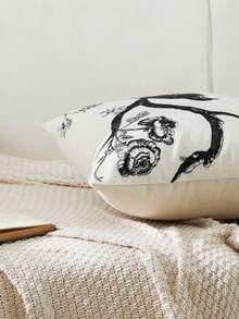 LCUHPCL All-Season Commute 3D Embroidered Bird Pattern Pillowcase (Filling Not Included), Home Decor, Suitable For Sofa And Various Scenes - Black - View 8