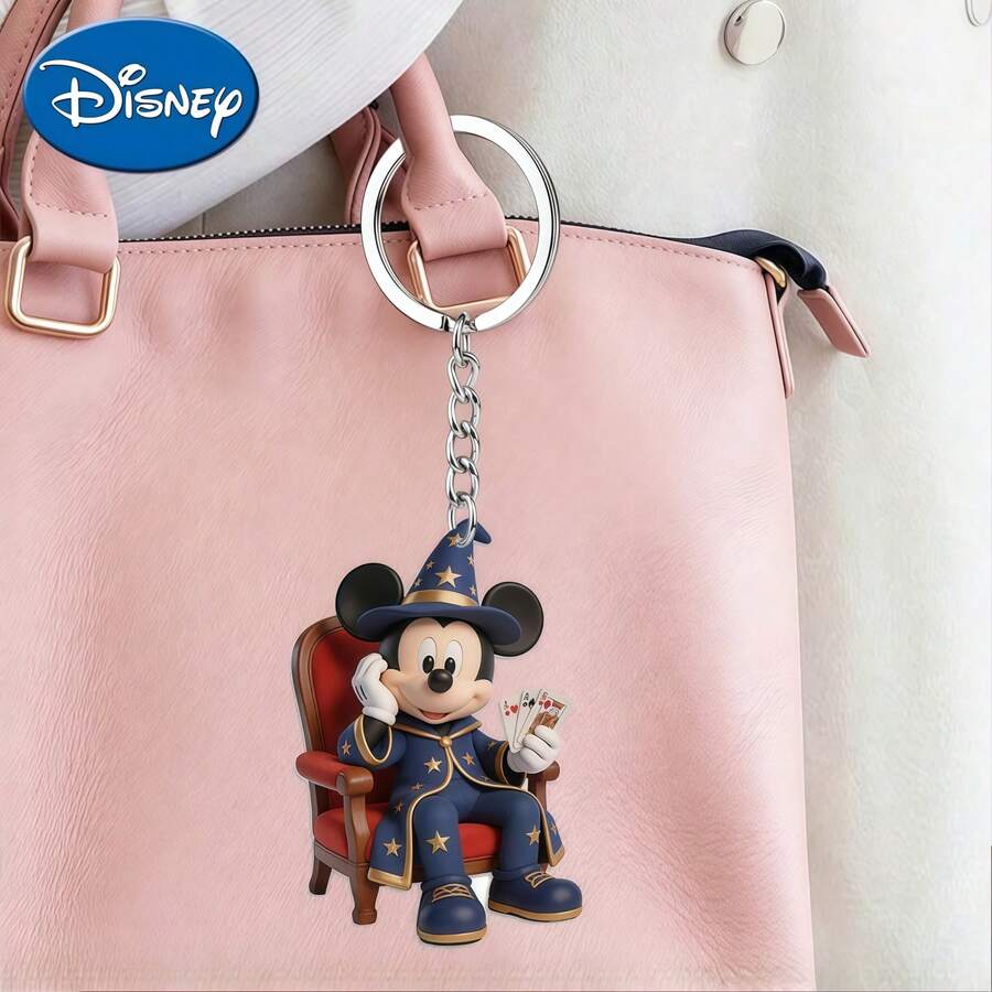 Disney Cute Magic Mickey Running Cartoon Pattern, Suitable For Bags, Keys And Car Keys, Travel Accessories Gift, Cute Floral Keychain Design, Smooth Surface, Keychain, Decorative Keychain, Cartoon Keychain, Christmas Gift, Fan Gift, Holiday Gift, Home Decor, Halloween Gift - Multicolor - View 1