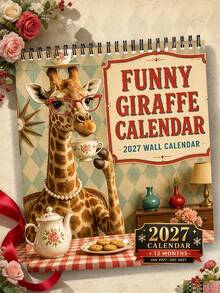 2027 Fun Giraffe Desktop Calendar, Large Size With Writable Memo Area ...