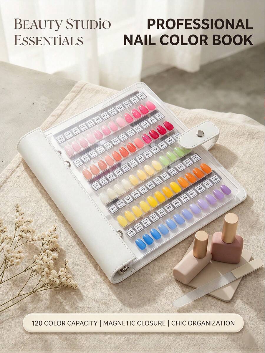 Magnetic Nail Art Color Card Book, Detachable Nail Art Stickers, Acrylic Gradient Nail Polish Color Card Display Book, Detachable Nail Art Display Rack, Accessories