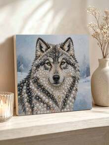 DIY Pearl Painting Set With Frame, Snow Wolf Pearl Art Painting, Handmade Home Wall Decoration. - A - View 3