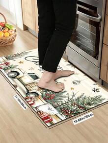1/2pcs Christmas Kitchen Decor Rug, Christmas Reindeer Pattern Winter Kitchen Rug And Mat, Non-Slip Washable Absorbent Kitchen Accessories Decor Rug, Christmas Holiday Gift! - Multicolor - View 16