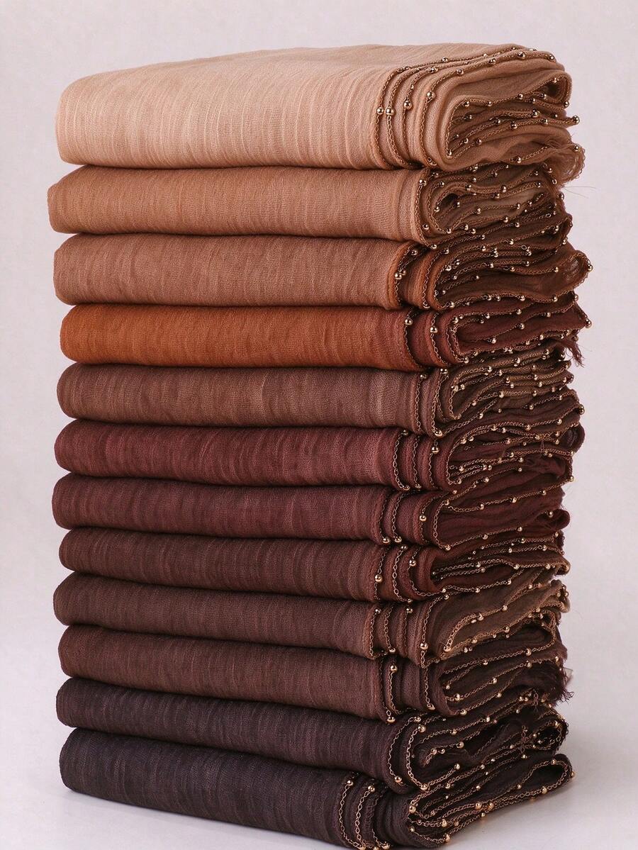 Khăn trùm đầu hijab Hồi giáo thời trang kín đáo, nhuộm loang vân, mềm mại, đính xích, vân nhăn tự nhiên, thoáng khí - Nhiều màu - Xem 1