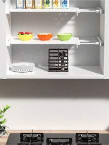 Adjustable No-Drill Storage Ra for Closet Kiten Bathroom Dorm and Shoe Cabinet Expandable Organizer Shelf and Cabinet Divider for Efficient Room Storage and Decor Solutions - Blanco - Ver 9