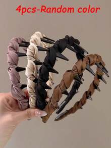 4/3/2/1pc Women's Exquisite Satin Woven Headband, Serrated Non-Slip Design, Elegant Hair Accessory, Autumn/Winter Daily Commute Wear, Hair Accessory Tool, Hair Accessory Set, Christmas/Valentine's Day Holiday Accessory, Holiday Gift - Multicolor - View 8