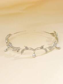 Fashionable Crystal Leaf Crown Headband, Fully Studded With Diamonds, Vintage Fairy Princess Jewelry, Suitable For Bride Wedding - Multicolor - View 4