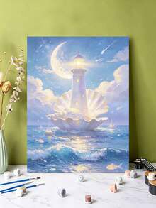 DIY Dreamy Seashell Lighthouse (Frameless Or Framed 8x12 / 16x20 Inches) Paint By Numbers Kit(Acrylic) Arts & Crafts For Adult Beginners Home Wall Decor Holiday Gifts - Sets - View 5