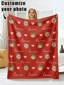 1pc Customized Flannel Blanket With Photo And Text, Office Nap Blanket, Comfortable Blanket, Mother's Day And Father's Day Gift For Parents, Bedding Blanket, Bed Customized Blanket, Customized Text Blanket, Home Personalized Customized Blanket - Multicolor - View 13
