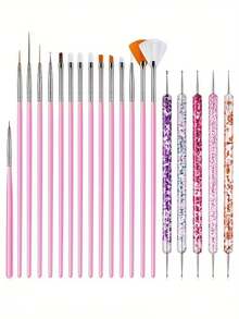 40Pcs Nail Art Tool Set, Including Nail Brushes And Double-Ended Dotting Pens, For Nail Painting, Detailing, Dotting And Gem Application - Multicolor - View 10
