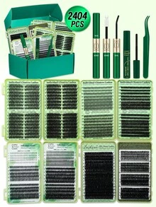 Lashsun 2404 PCS Cluster Eyelash Set D Curl 14 Styles Cat/Wispy/Manga/Volume/Bottom/Spike Lashes, Kit With Bond&Seal Lash Remover Lash Applicator, Perfect For Beginners&Proficient, DIY At Home Easily, Easy Apply For Makeup Daily - Black - View 14