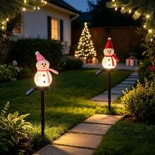 Christmas Snowman Standing Ground Stake Decoration Light, Outdoor Waterproof Solar Powered Light, Holiday Garden Gift, Camping Spotlight - Snowman Hat Cake Topper - View 4