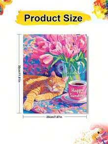 1pc A Resting Cat DIY Oil Painting By Numbers, Canvas Painting DIY Crafts, Adult Home Decoration, Holiday Gift. - Sets - View 10