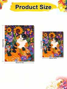 1pc Cat In The Flowers DIY Oil Painting By Numbers, Canvas Painting DIY Crafts, Adult Home Decoration, Holiday Gift. - Sets - View 8