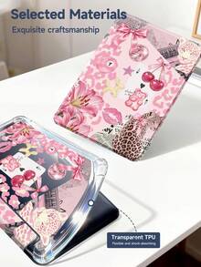 粉色唇印與豹紋平板保護殼，相容 iPad Air 11 吋 M3 2025/M2 2024、Air 第 5 代 2022、(A16) 11 吋第 11 代 2025，相容 Galaxy Tab、Kindle Paperwhite 第 12 代 2024，透明背殼，時尚圖案保護殼，自動休眠/喚醒功能，氣墊保護，適合禮品與辦公使用 - 彩色 - 查看 9