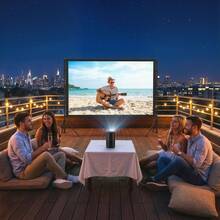 HOMCOM Pantalla de Proyector Manual con Soporte, Pantalla de Proyección Formato 16:9, HD 4K/8K, Ángulo 160°, Doble Cara, Trípodes Plegables, para Interior y Exterior, Cine en Casa, Blanco - Blanco-268x58x181 cm - Ver 8