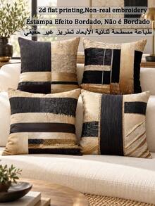 shangxia 4pcs Bohemian Geometric Abstract Pattern Printed Pillow Covers, Suitable For Office, Home, Bedroom, Living Room Decor Cushion Covers (No Pillow Insert) - No Embroidery - Multiple Sizes - Multicolor - View 8