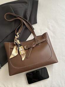 Nueva llegada Bolso de hombro versátil de unicolor de lujo para mujer - Negro - Ver 7
