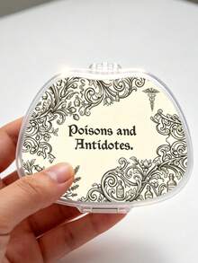 Mini Storage Box With "Poisons And Antidotes" Pattern With Keychain. Portable Transparent Visible Storage Box, European Floral Pattern Print, Hang On Bag Or Keys, Store Pills, Capsules, Earrings, Rings And Other Small Accessories For Travel, Commuting, Daily Outings, Daily Carry-On Item, Creative Gift. Holiday, Birthday, Party, Thanksgiving, Christmas Gift (Empty Box Only) - Multicolor - View 3