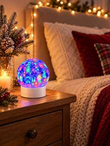 1pc 2-In-1 Christmas LED Projector Night Light, USB Powered RGB Rotating Lamp With Removable Globe Cover For Bedroom And Holiday Party Decor - Multi-color light - View 8