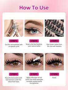 Rikuaild 80/88/96/110/160pcs D-Curl Wet Look False Eyelashes, Dense Moist Eye-Enlarging Design, Segmented DIY Makeup, Cartoon Manga Eyelashes, Cosplay Messy False Eyelashes Makeup Tool - View 7