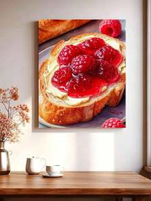 1pc Raspberry Bread DIY Oil Painting By Numbers, Canvas Painting DIY Crafts, Adult Home Decoration, Holiday Gift. - Sets - View 3