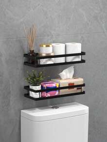 Drill-Free, Wall-Mounted Bathroom Storage Rack-Perfect For Organizing Toilet Paper, Cosmetics, And Various Small Items. This Space-Saving Bathroom Shelf Is Ideal For Use In Bathrooms, Washrooms, Or Above The Toilet Tank. - Multicolor - View 9