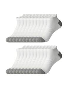 1/6/10/20 Pairs Men's All-Season Short Socks, Neutral Black And White Color, Sports Minimalist Style - Multicolor - View 14