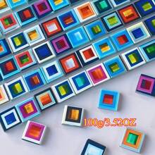 100/200g Square Glass Mosaic Tiles, Vibrant Colors With Strong Layered Effect, Multi-Color And Multi-Pattern Mixed Random Shipment DIY Handmade Collage Material, Suitable For Creating Art Decorative Paintings, Wall Murals, Garden Landscaping, Door Frame Edging Beautification, Inlaid Resin Jewelry, Easily Create High-End Handmade Artworks - LFK - View 9
