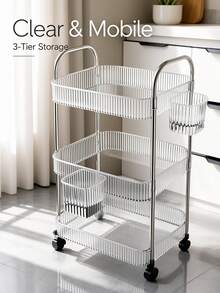1pc Simple Rolling Storage Rack, Floor-Standing Bookshelf, Wheeled Cosmetic And Snack Storage Organizer, Suitable For Home And Office Use - Multicolor - View 3