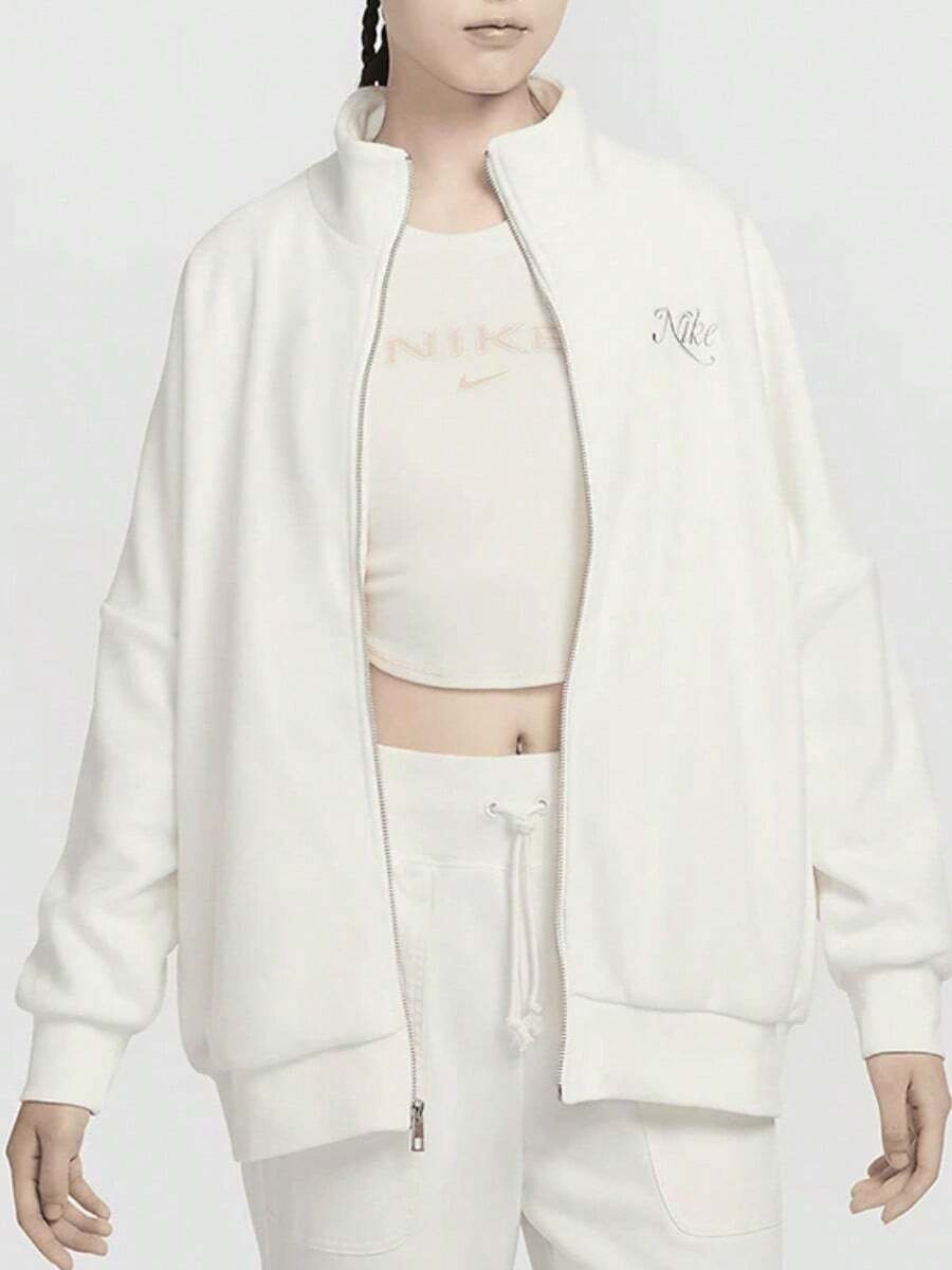 Nike Sportswear Women's Retro Sport Stand-Collar Zip-Up Jacket, Sail - White - View 1