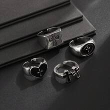 European And American Vintage Hip-Hop Niche Personalized High-End Open Ring Men's 4-Piece Set Cross Hand Jewelry - 4-piece Cross Bracelet Set - View 2