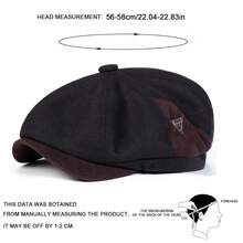 1pc Men's Triangle Logo Beret Street Fashion Forward Cap Outdoor Baseball Cap Warm Casual Hat Suitable For Autumn/Winter Street Business Party - Multicolor - View 2
