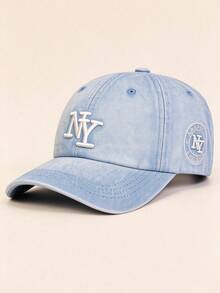 1pc Random Denim Baseball Cap With Embroidered Details, Vintage Washed Texture, Elegant Unisex Hat For Women, Versatile Headwear For Daily Wear - Multicolor - View 6