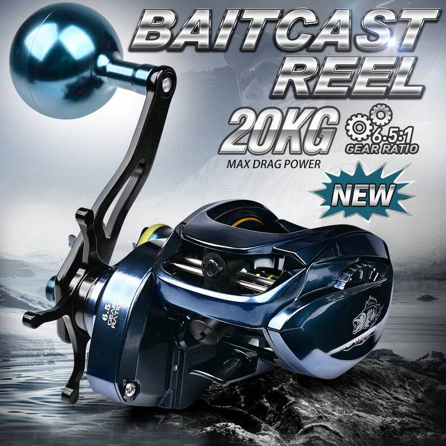 PRO BEROS PROBEROS Baitcasting Fishing Reel 6.5:1 6+1BB 20KG Max Drag Magnetic Brake Casting Reel