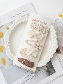 5pcs Handmade Lace Bow Hair Clips Set, Vintage Floral Barrettes Hair Accessories - Multicolor - View 20